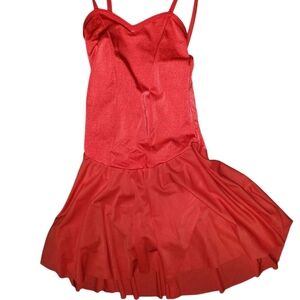 Red Spaghetti Strap Dress/Leotard